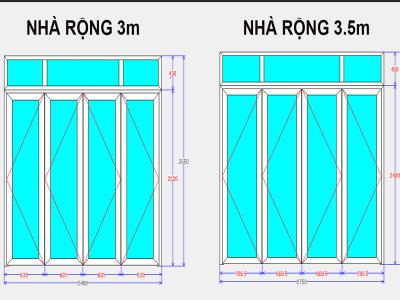 Kích thước khuôn cửa nhôm kính